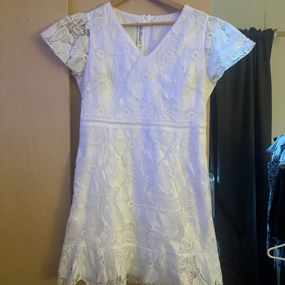 JJs House White A-Line V-Neck Wedding Dress